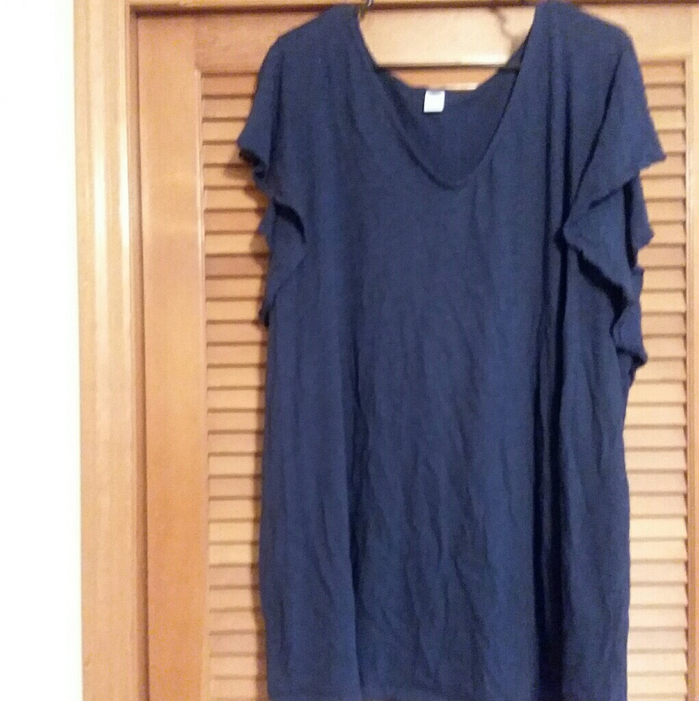 Navy Flutter-Sleeve Tank